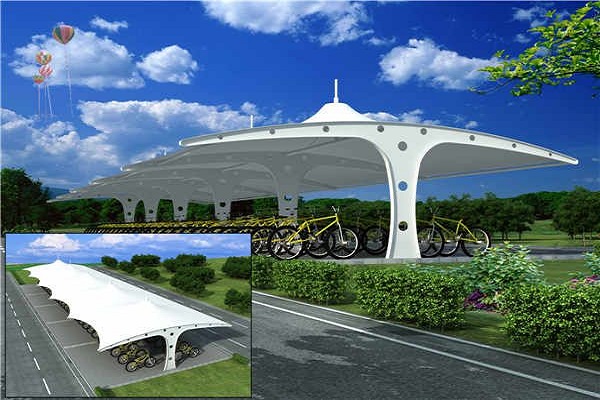 膜結(jié)構(gòu)電動(dòng)車棚圖片_效果圖