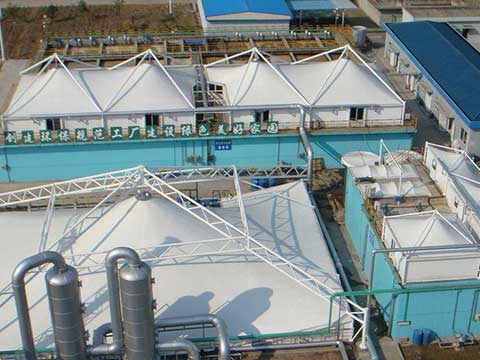 污水池加蓋氟碳纖維反吊膜結構