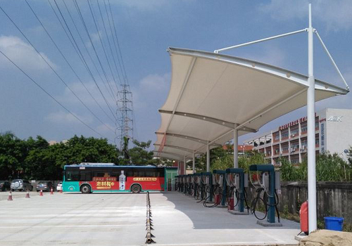 公交車膜結構充電樁雨棚